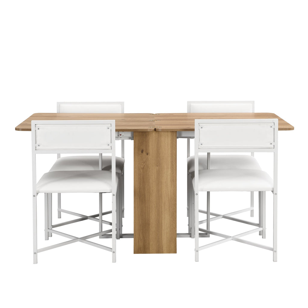 TOPMAX Modern Compact 63-inch 5-Piece Extendable Dining Table Set