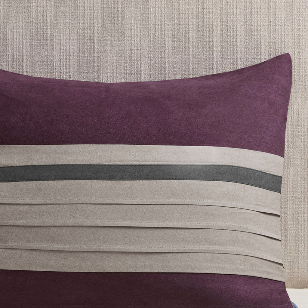 7 PC Pieced Faux Suede Comforter Set Purple King