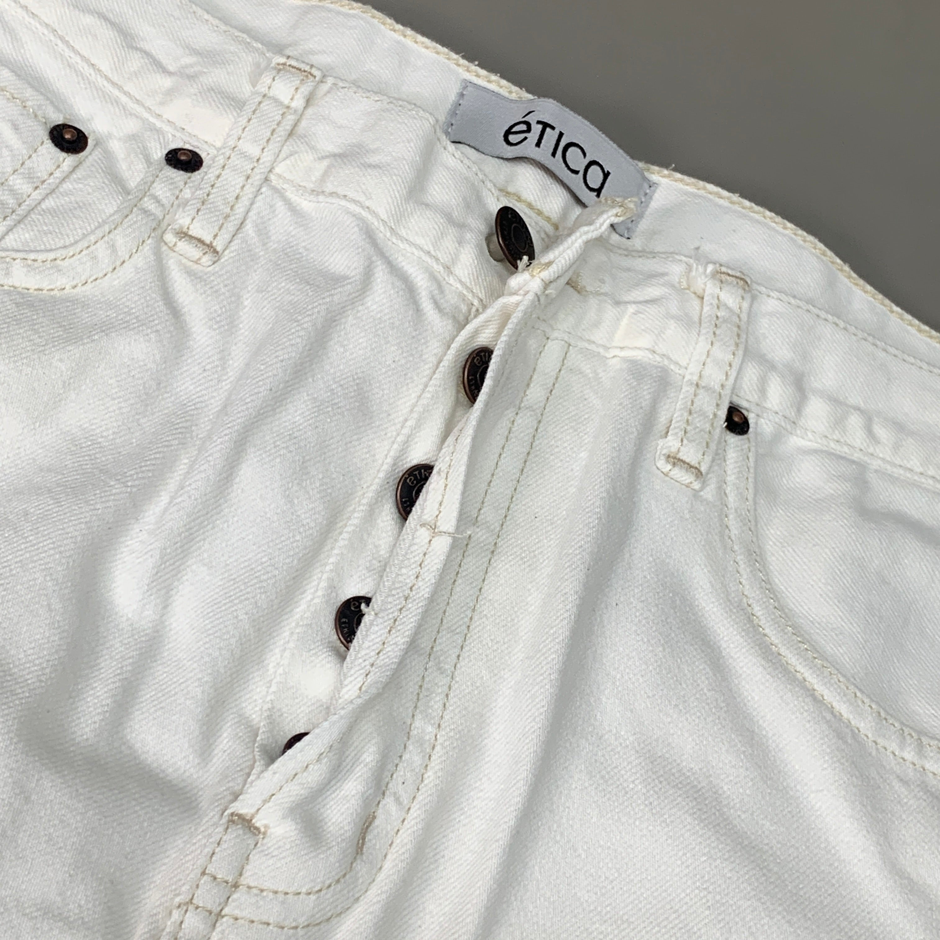 ETICA Tyler High Waist Straight Leg Ankle jeans Vintage White Size 26 EW180114A