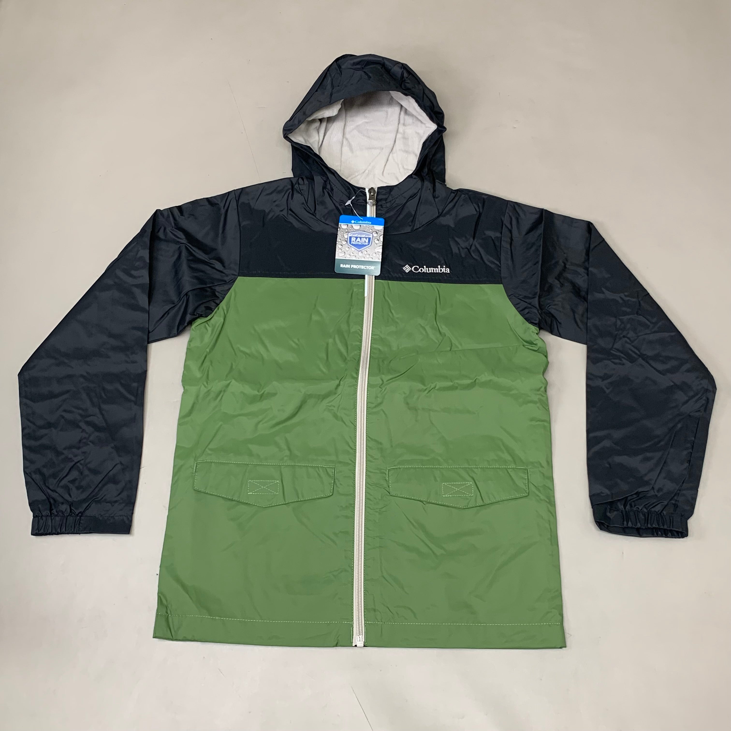 COLUMBIA Rain-Zilla Fleece Lined Jacket Unisex Youth Sz L Black Canteen RB3418-008