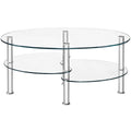 Tempered Glass Oval Side Coffee Table