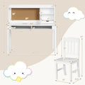 Kids Desk and Chair Set Study Writing Desk with Hutch and Bookshelves