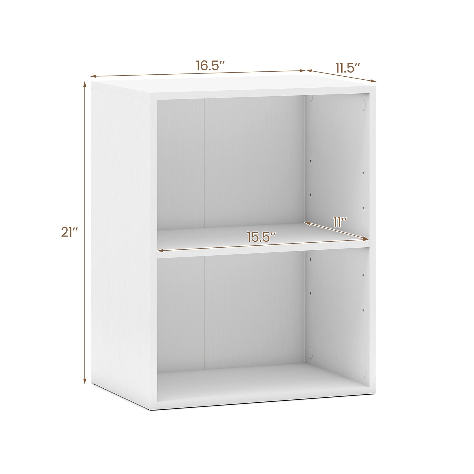 2-Cube Bookcase Floor Standing Open Bookshelf with 5-Position Adjustable Shelf