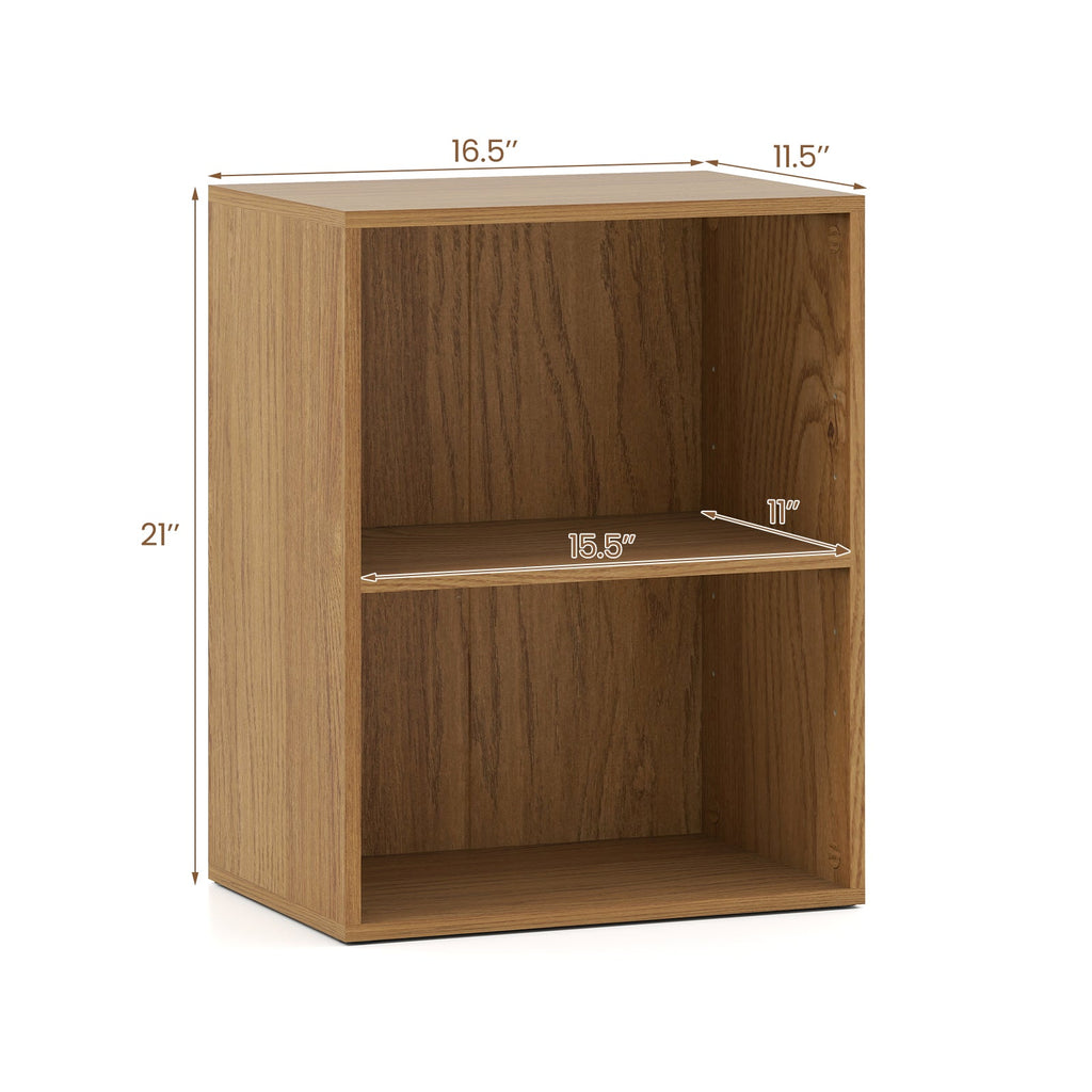 2-Cube Bookcase Floor Standing Open Bookshelf with 5-Position Adjustable Shelf