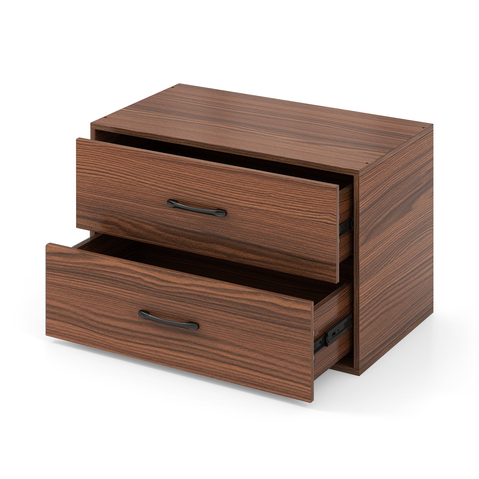 2-Drawer Stackable Horizontal Storage Cabinet Dresser Chest with Handles