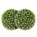 2 PCS Artificial Plant Topiary Balls 17.5 Inch Faux Decorative Balls with Pink Flowers