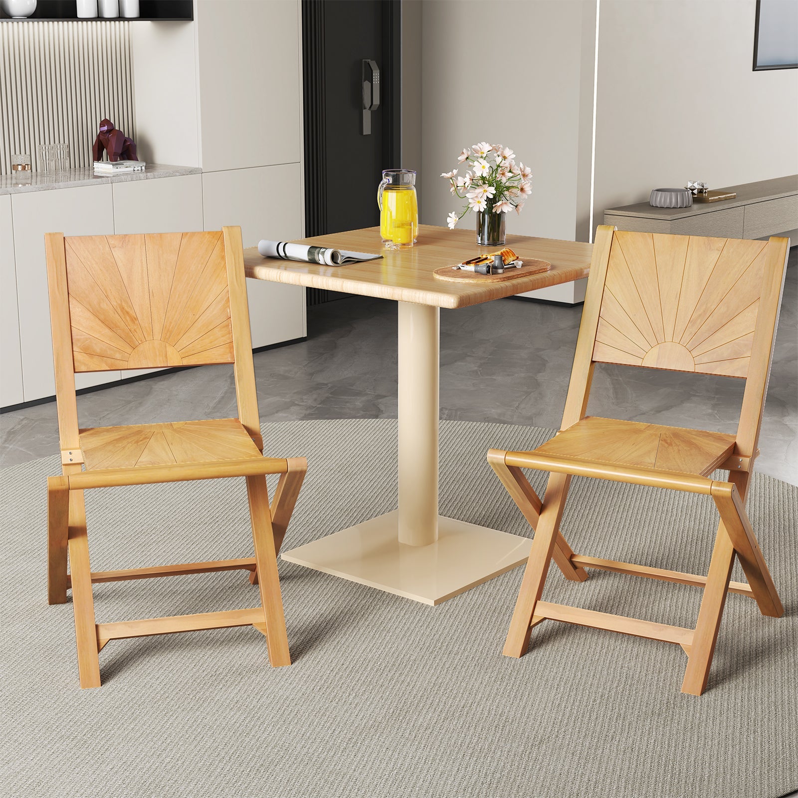 2 Pieces Folding Patio Chairs with Inclined Backrest