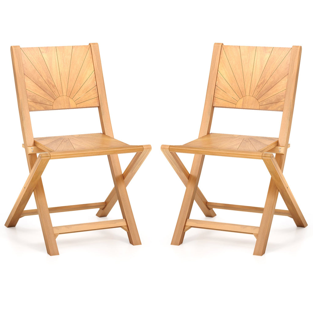 2 Pieces Folding Patio Chairs with Inclined Backrest