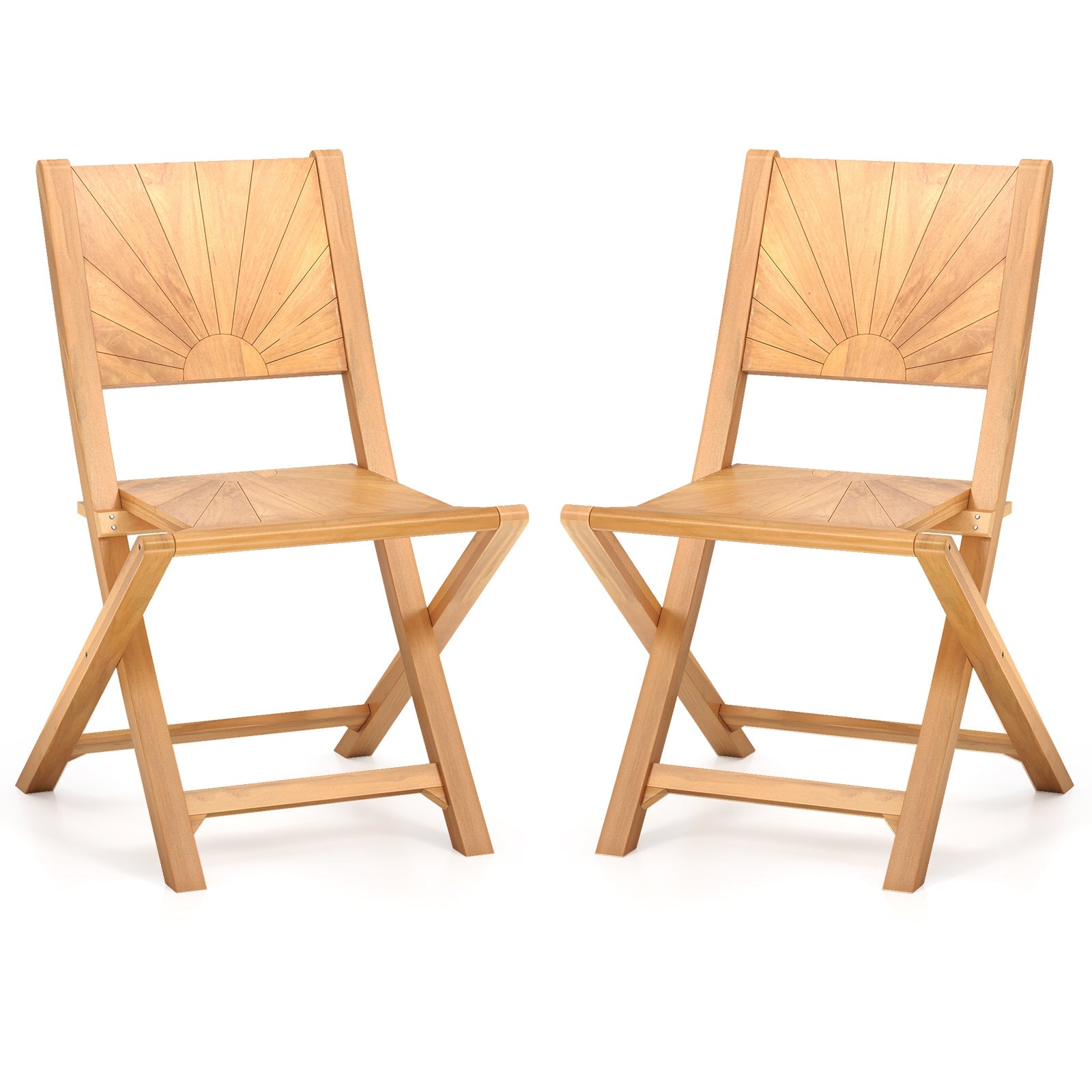 2 Pieces Folding Patio Chairs with Inclined Backrest