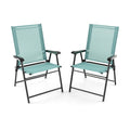 2 Set of Patio Dining Chair with Armrests and Metal Frame