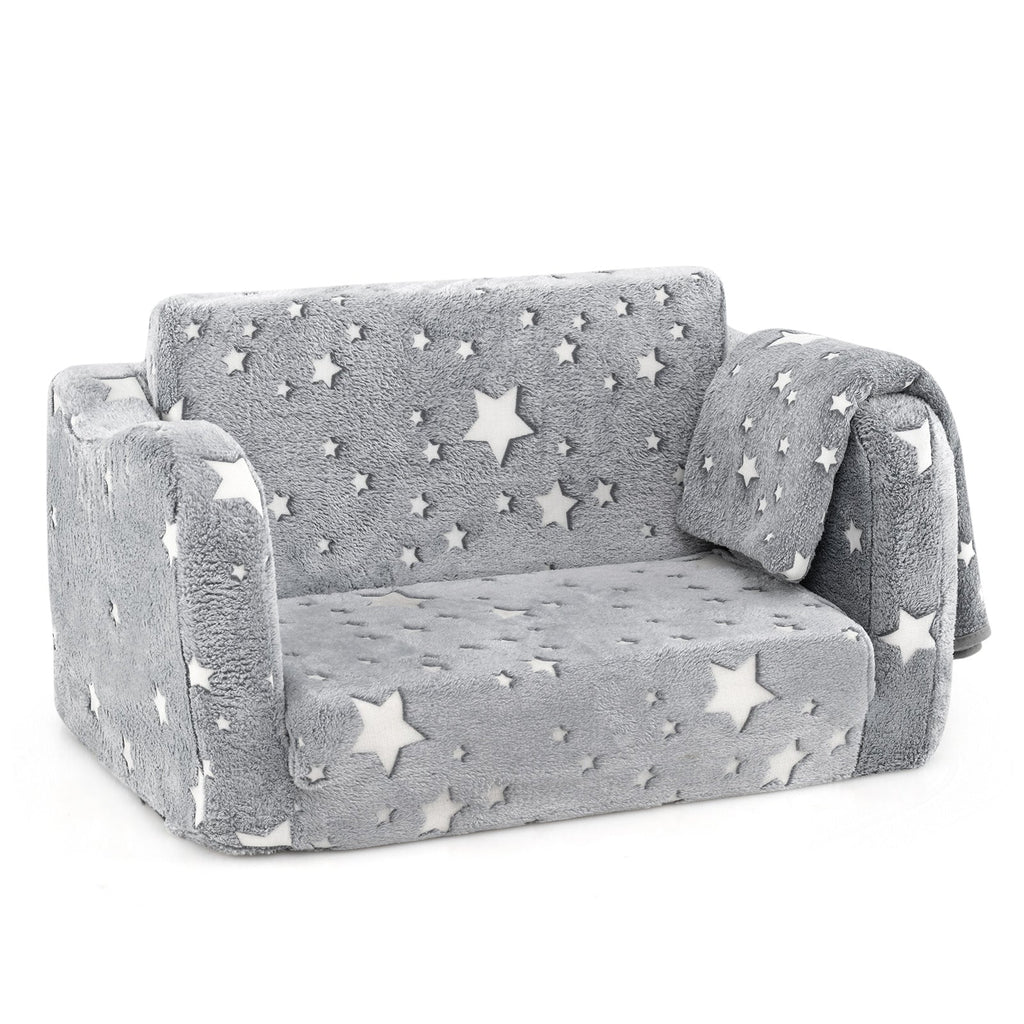 2-in-1 Folding Kids Couch with Blanket Glow in the Dark