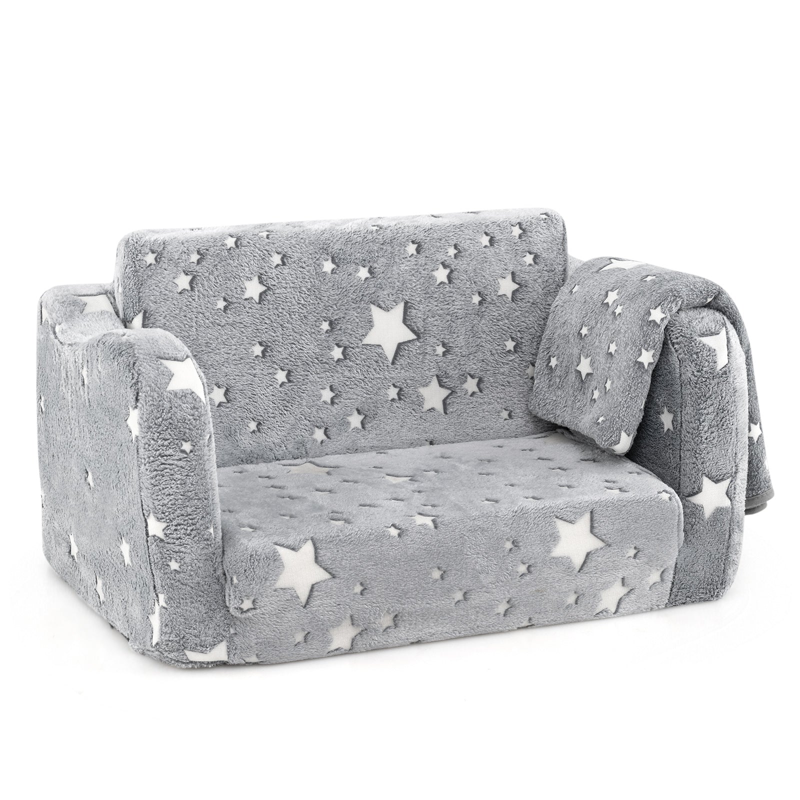2-in-1 Folding Kids Couch with Blanket Glow in the Dark