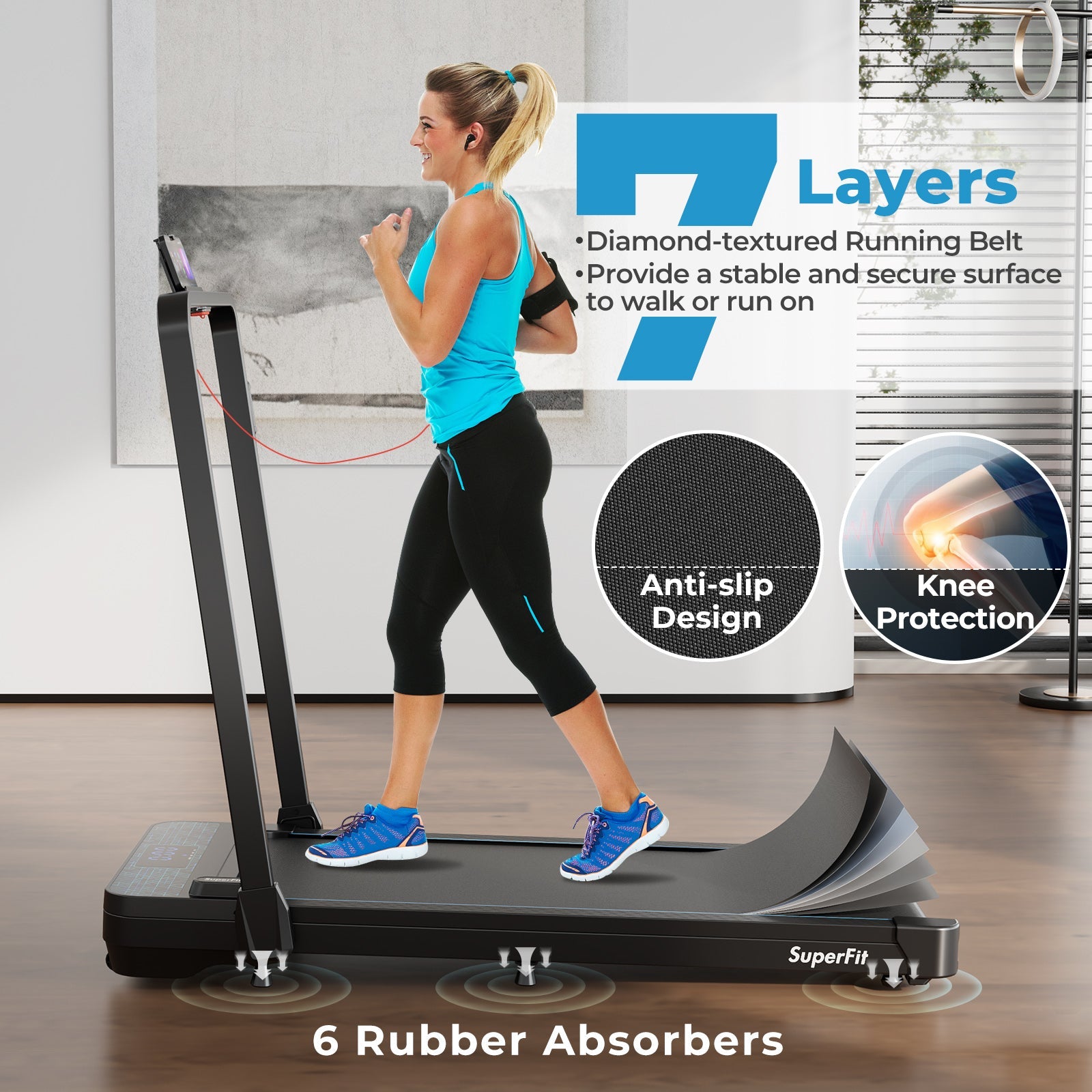 2 in 1 Folding Treadmill with 300 LBS Capacity and Remote Control for Home-Black