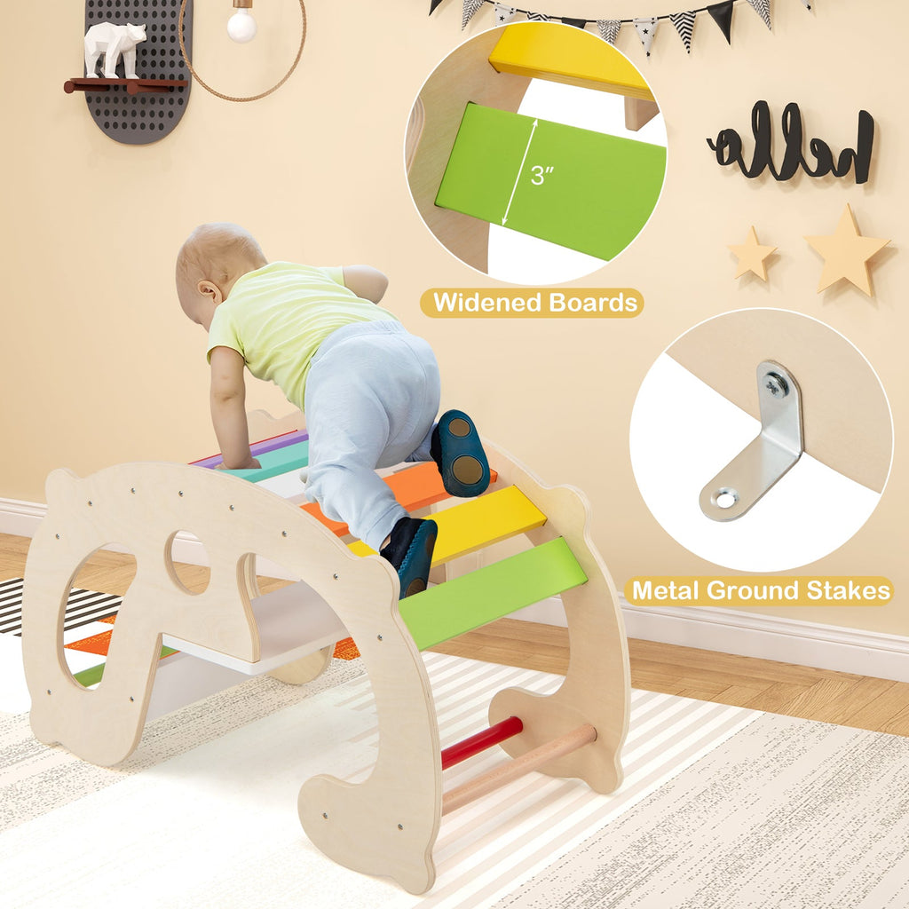 2-in-1 Rocking Horse Arch for Kids Montessori Climbing Toys with Arch Climber