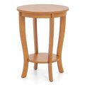 2-tier Round End Table with Solid Wood Legs