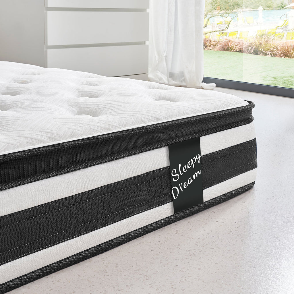 Full Size Hybrid Mattress Breathable Cool Knitted Fabric Cover Soft Memory Foam Individual Pocket Spring CetriPUR-US