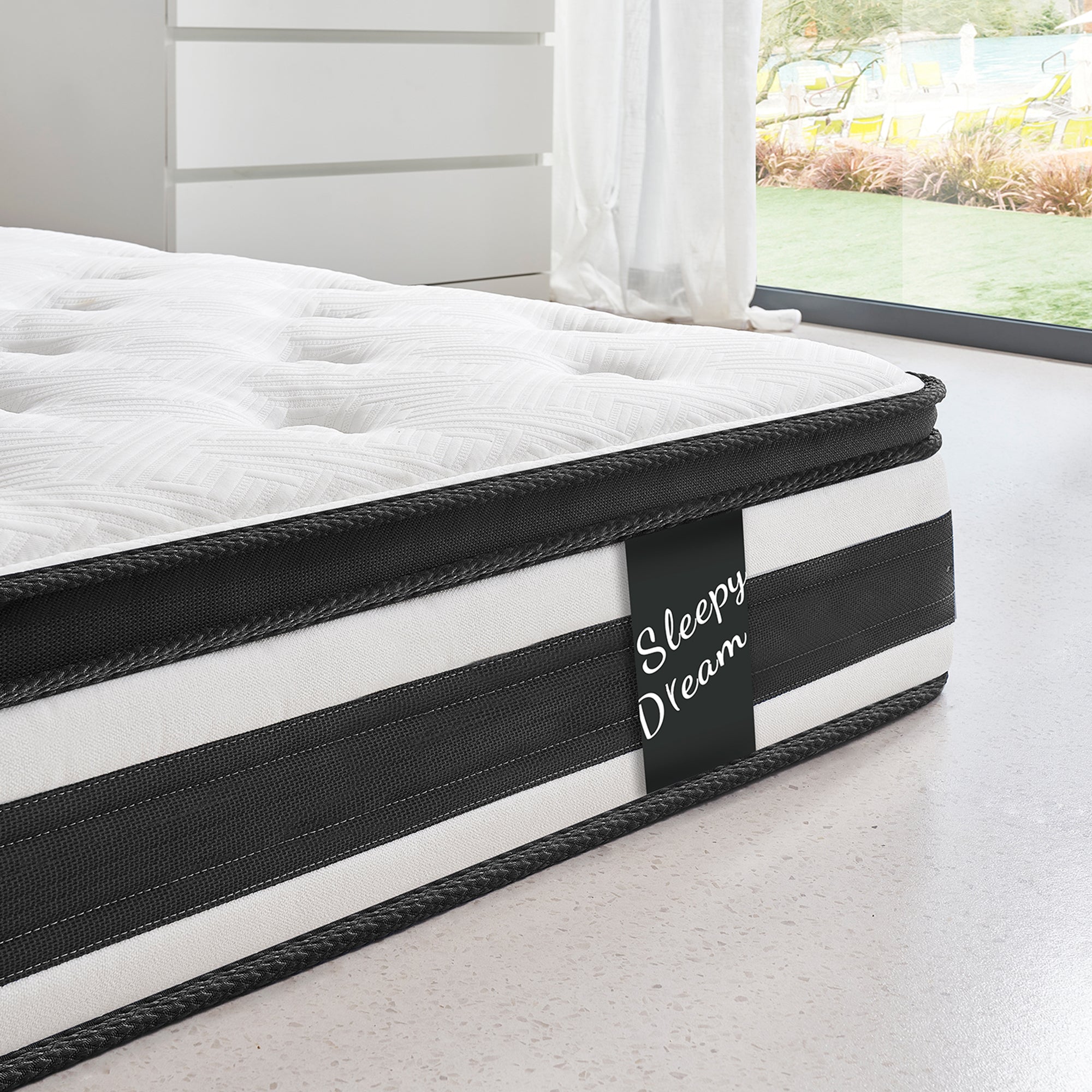 Full Size Hybrid Mattress Breathable Cool Knitted Fabric Cover Soft Memory Foam Individual Pocket Spring CetriPUR-US