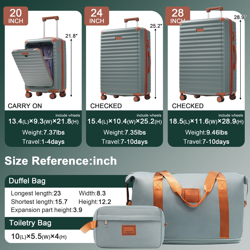 Deluxe 5-Piece Hard-Side Luggage Set with USB and TSA Security