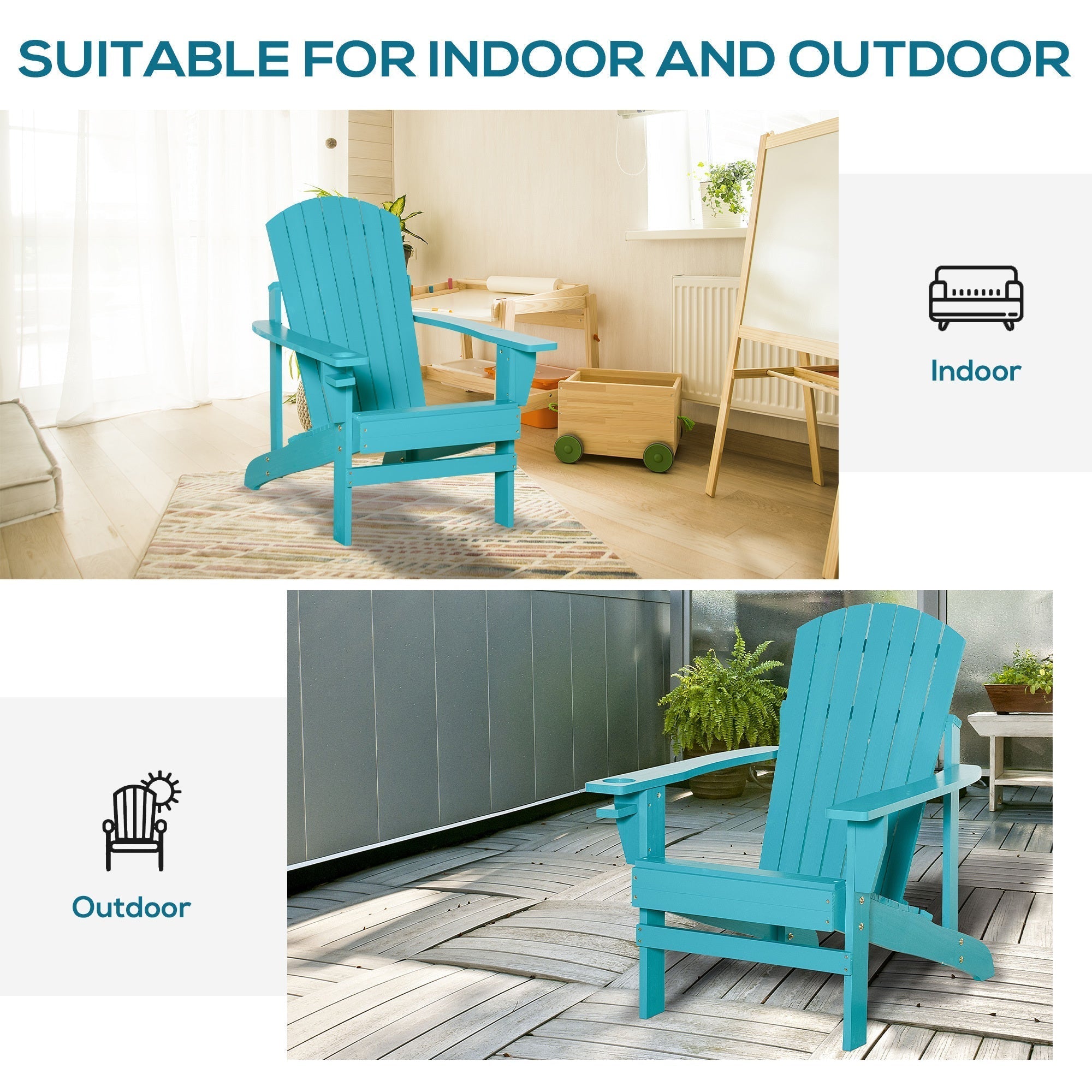 Classic Wood Adirondack Chair with Cupholder