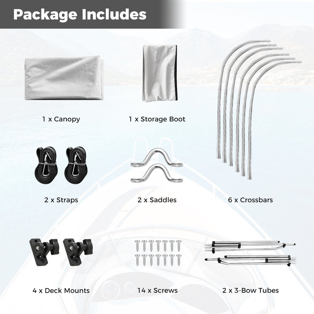 3-Bow/4-Bow Boat Bimini Top Sun Shade Boat Canopy with Storage Boot