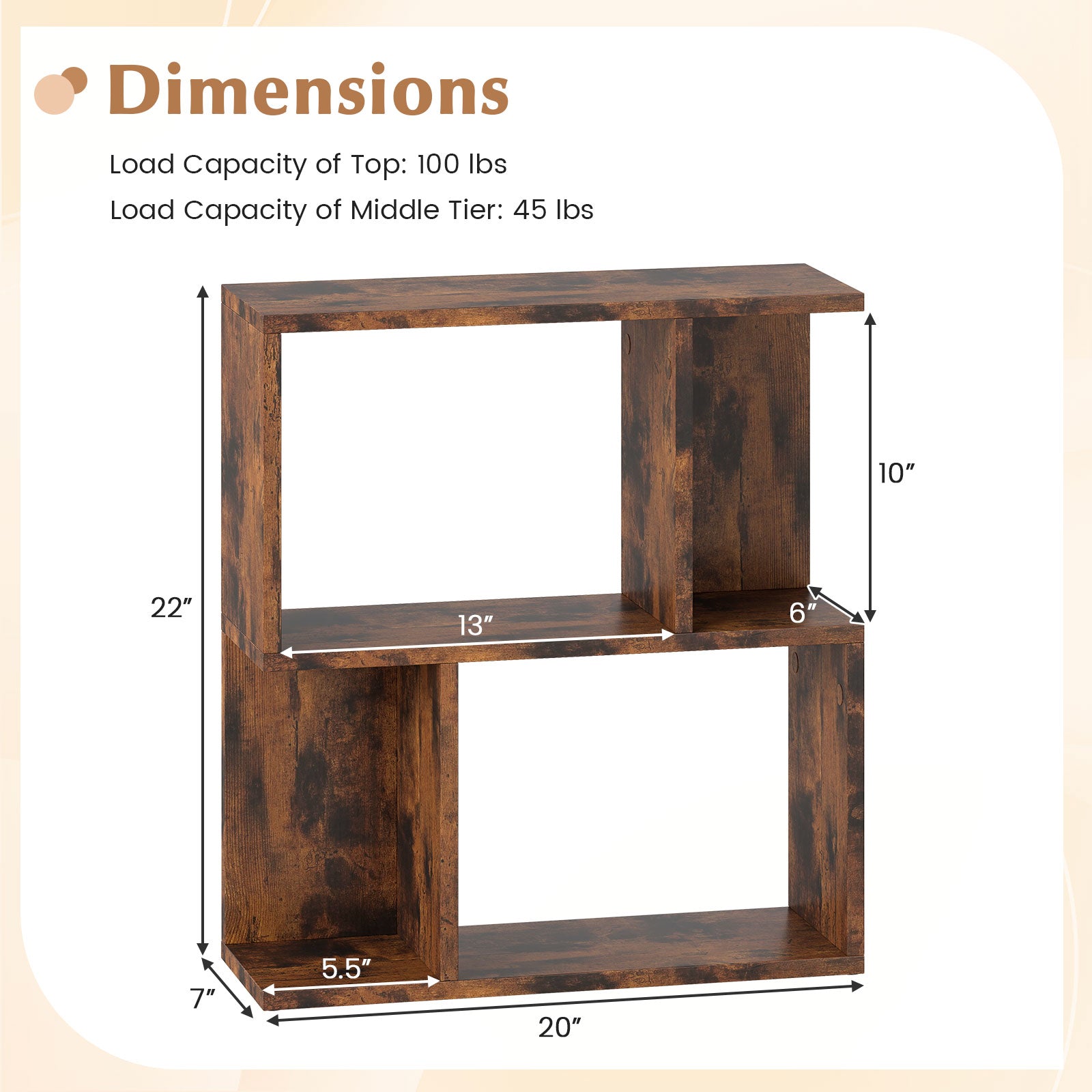 3-Tier Bookshelf with Display Shelf for Small Space