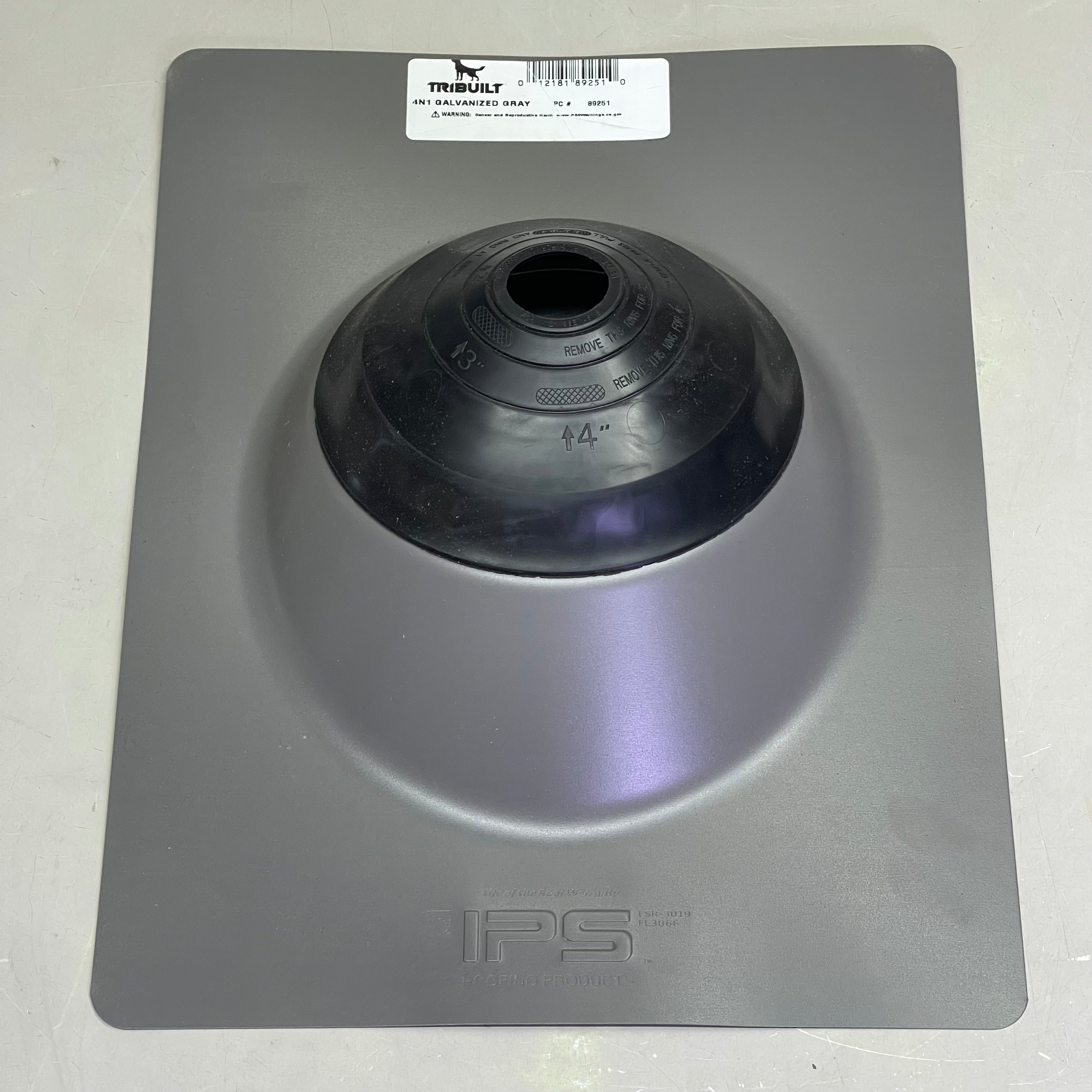 TRIBUILT 4N1 Galvanized Roof Flashing 12" x 16" Base Grey 89251