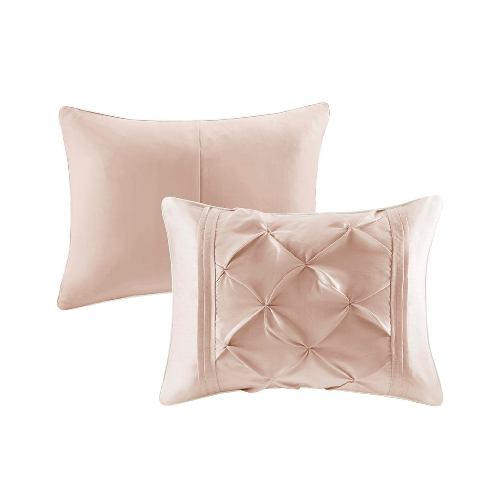 7 Piece Tufted Comforter Set Blush Queen