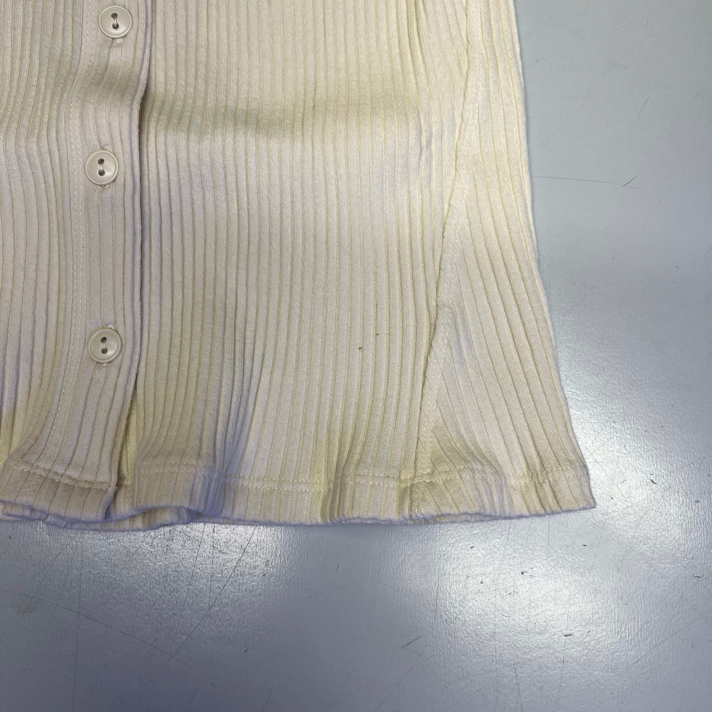 FREE PEOPLE Ribbed Cap Sleeve Most Wanted Cardi Women's Sz M Ivory 92736032