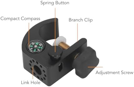 GPS RTK Pole Clamp Data Collector Holder, Adjustable Aluminum Alloy Bracket with Small Compass, Lightweight and Sturdy for Indoor Outdoor Use