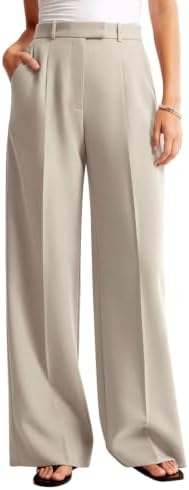 NIMIN Women Wide Leg Work Pants High Waisted Dress Trousers with Pockets