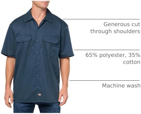 Dickies Men’s Short Sleeve Work Shirt – Durable Twill Button Down Shirts for Men, Lightweight Uniform for Daily Wear