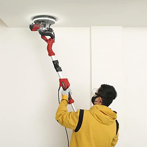 POPULO Drywall Sander with Vacuum, Electric Wall & Ceiling Sander, 800-1800 RPM Variable Speed, Foldable 9-Inch Drywall Vacuum Sander for Drywall Finishing, Popcorn Ceiling Removal & Wall Sanding