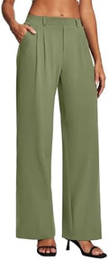 Heathyoga Womens Dress Pants Pull On Stretchy Work Pants Wide Leg Trousers