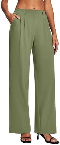Heathyoga Womens Dress Pants Pull On Stretchy Work Pants Wide Leg Trousers