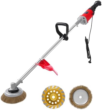 Electric Multifunctional Concrete Grinder & Burnishing Machine 6 Speed Adjustable 110V Heavy Duty Grinder for Floor Polishing,Wall Grinding,Metal Derusting with 180mm Diamond Disc &200mm Wire Brush