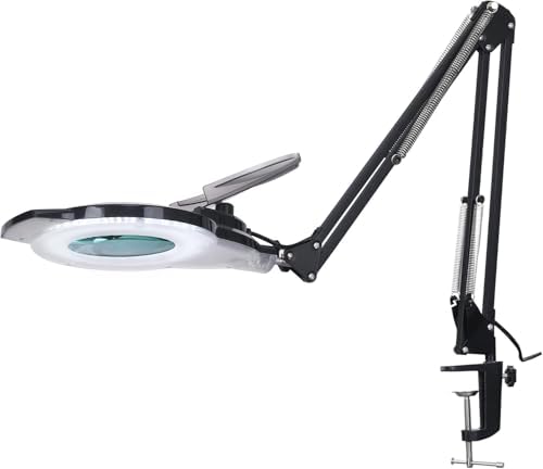 KIRKAS LED Magnifying Lamp with Clamp, 2,200 Lumens Dimmable 28in 12X