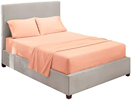 Hearth & Harbor Queen Size Sheets - 4 Piece Bed Sheet Set, Hotel Luxury Double Brushed Bed Sheets - Extra Soft Bedding Sheets & Pillowcases, Queen, Peach