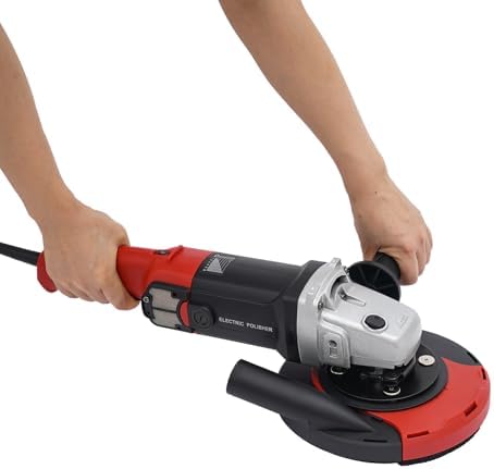 7 Inch Concrete Grinder Wet Polisher with 6 Variable Speeds, Concrete Surface Planer with Dust Extraction Angle Grinder Kit with Auxiliary Handles, Protective Guard, Diamond Grinding Wheel (Black)