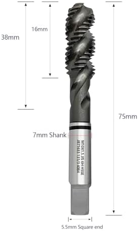 Tools M10 x 1.5 AlTiN Coating Spiral Flute Thread Tap, Metric Machine Threading Tap High Speed Steel Cobalt(HSSCo), Round Shank with Square End, H2 Tolerance, 2pcs