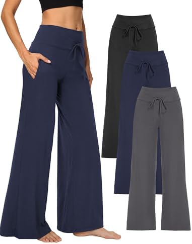 Showitty Wide Leg Pants for Women with Pockets, High Waist Yoga Lounge