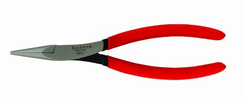 Xcelite 59CGNN Forged Alloy Steel Electrician's Chain Nose Plier with Cushion Grip, Serrated, 8" Length, 1-1/2" Jaw Length, Red Handle