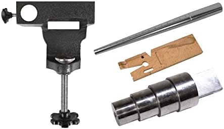 4-Piece Multi Mandrel Kit Set Round with Stepped Mandrel V Slot Bench Pin Ring Bracelet Mandrel Vise Anvil Jewelry Making Metal Forming Tool