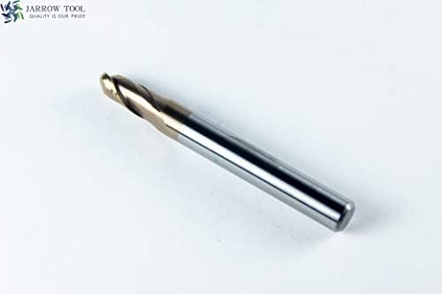 Carbide Ball Nose End Mill for CNC Machine Milling Tools, for Alloy Steels/Hardened Metals - 2 Flute - 55HRC TiAlN Coated (5Pcs, 1/4)