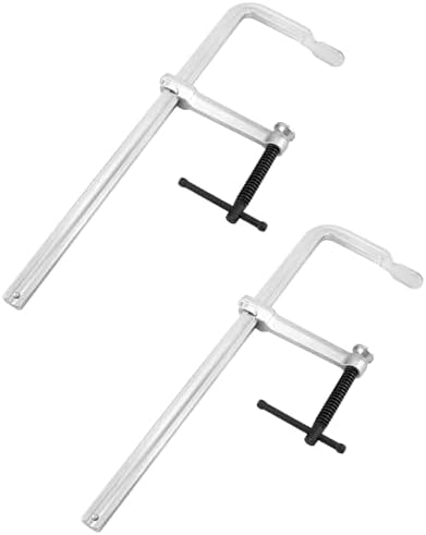 QWORK 16" Heavy Duty F Clamp, 2 Pack Drop-forged Bar Clamp, 4-3/4-Inch Throat Depth, Professional Forging Jaws, Rail, Spindle and Handle