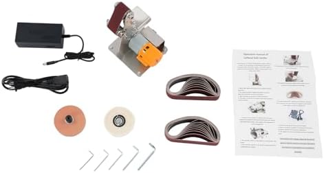 Mini Belt Sander,Small Electric Belt Grinder Electric Bench Grinder Sanding Machine 7 Adjustable Speed Buffer Polisher for Woodworking, Metal Working DIY