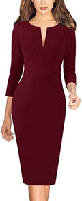 VFSHOW Womens Work Business Office Zipper Up Slim Bodycon Sheath Dress