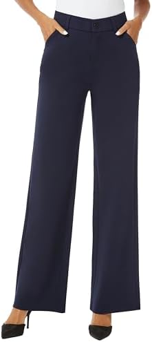 iChosy Womens High Waist Wide Straight Leg Trousers Casual Slacks Dress Pants with Pockets
