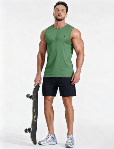 KPSUN Men's Quick Dry Workout Tank Top Summer Beach Shirt | UPF 50+ Sleeveless Gym Muscle Shirt with Hidden Pocket for Keys. Ideal for Gym Training, Outdoor Running, And Beach Workouts