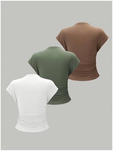 OYOANGLE Women's 3 Pack Business Casual Outfits Mock Neck Ribbed Tank Tops