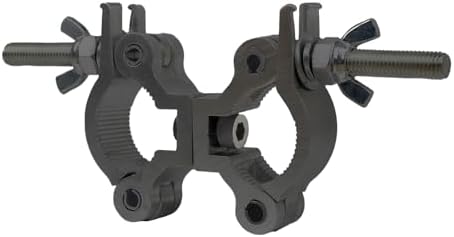 Lighting Truss Swivel Coupler Clamps for Lights, Quick Release Dual Head Truss O Clamp, 35mm-45mm(1.38in-1.77in) Dual Swivel Tube Clamp, Wrap Around Pipe Clamp Mounting Bracket(Black)
